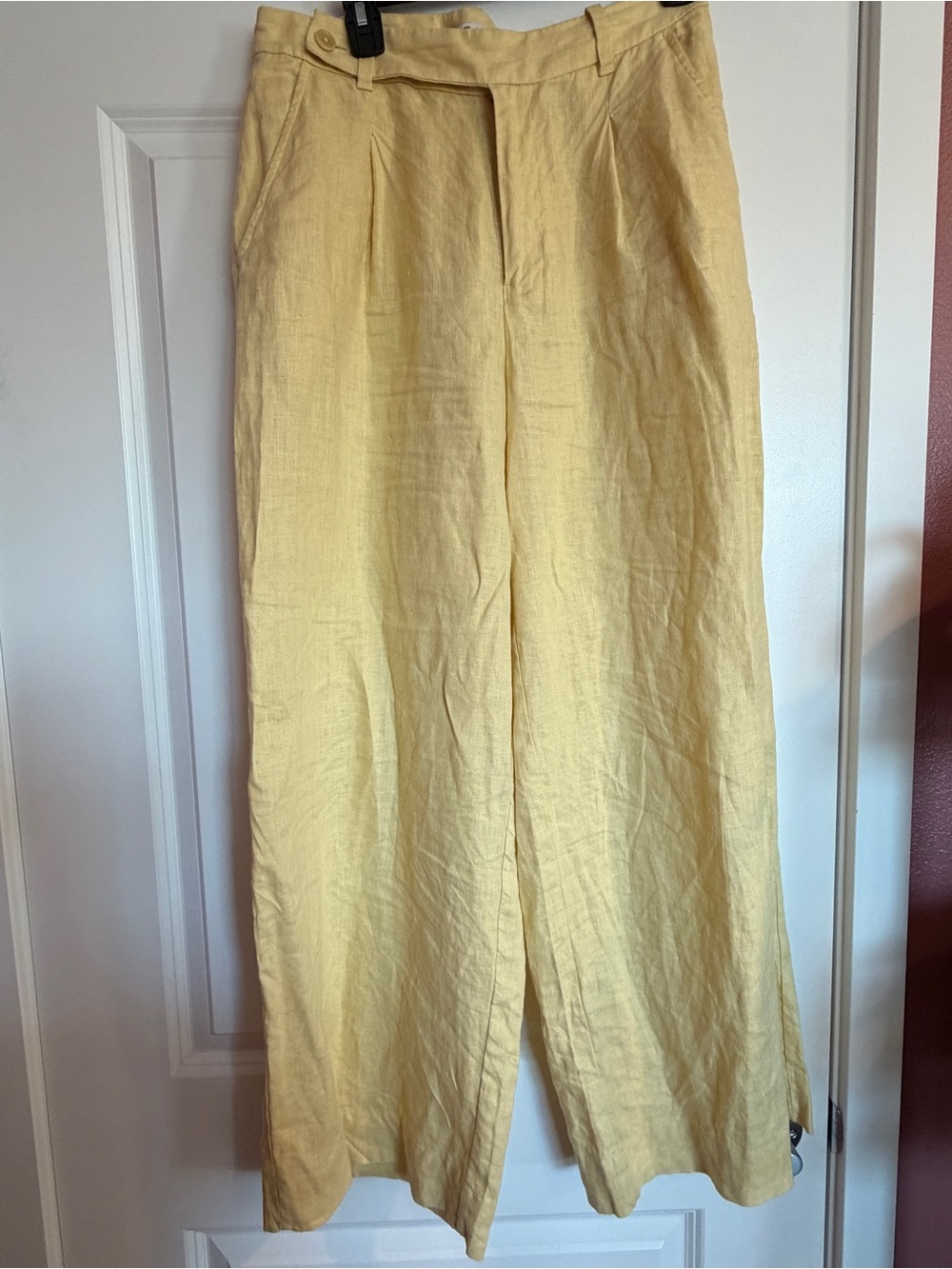 Madewell Pale Yellow Wide-Leg Linen Blend